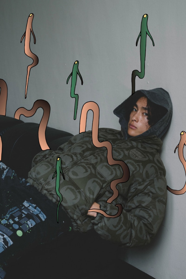 thisisneverthat x UNDERCOVER Rework the Apple Motif Into a Washed Denim Down Jacket